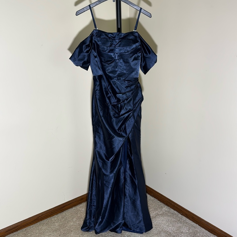 Chic One Shoulder Navy Dress